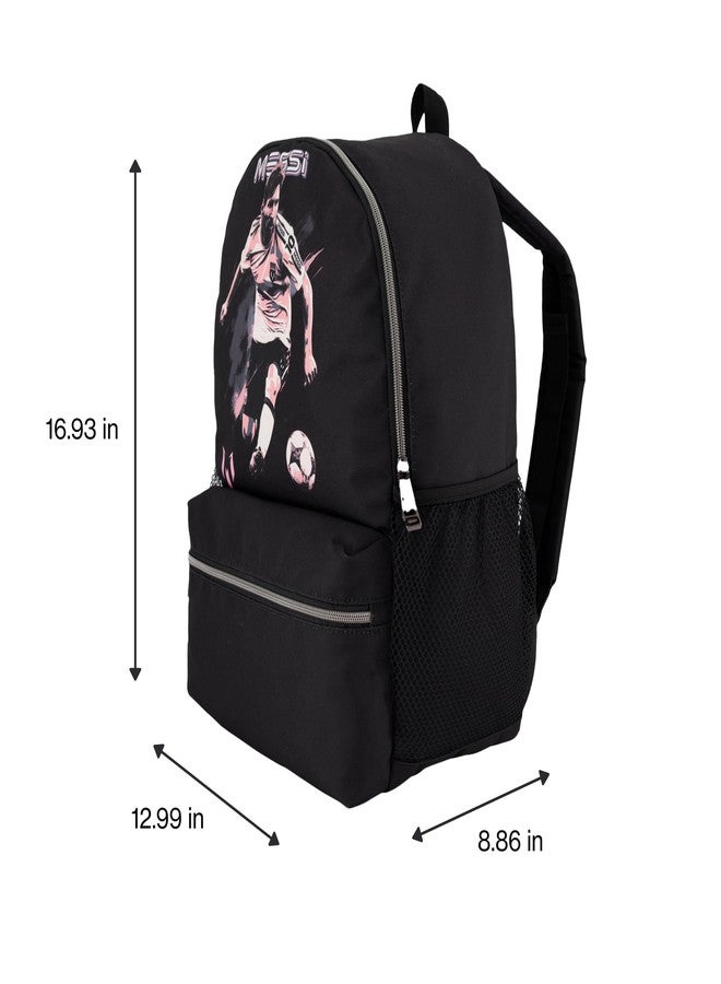 Messi Men's Lifestyle Backpack, Bookbag with Pockets & Adjustable Straps, Black, One Size - Image 4
