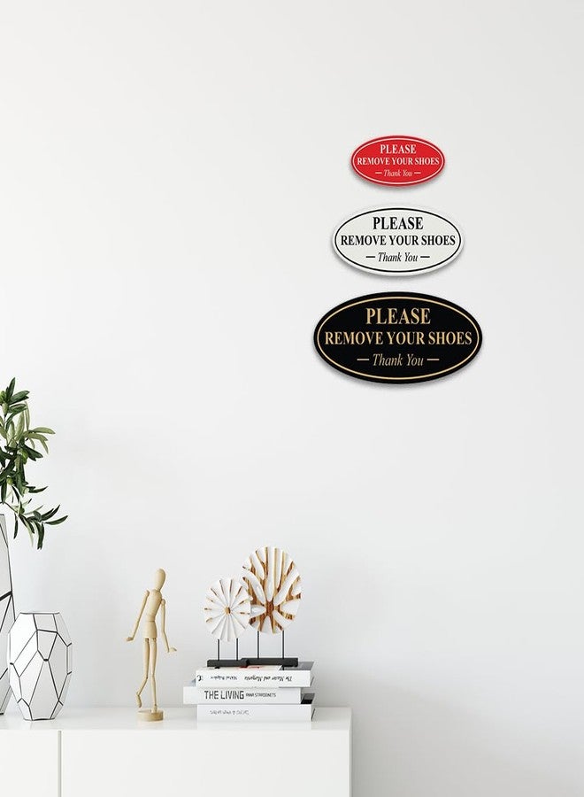 All Quality Oval Please Remove Your Shoes Thank You Sign - Durable Material | Easy Installation | Help Keep Floors Clean - Black - Small (1 Pack) - Image 2