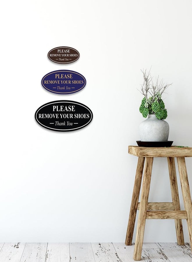 All Quality Oval Please Remove Your Shoes Thank You Sign - Durable Material | Easy Installation | Help Keep Floors Clean - Black - Small (1 Pack) - Image 3