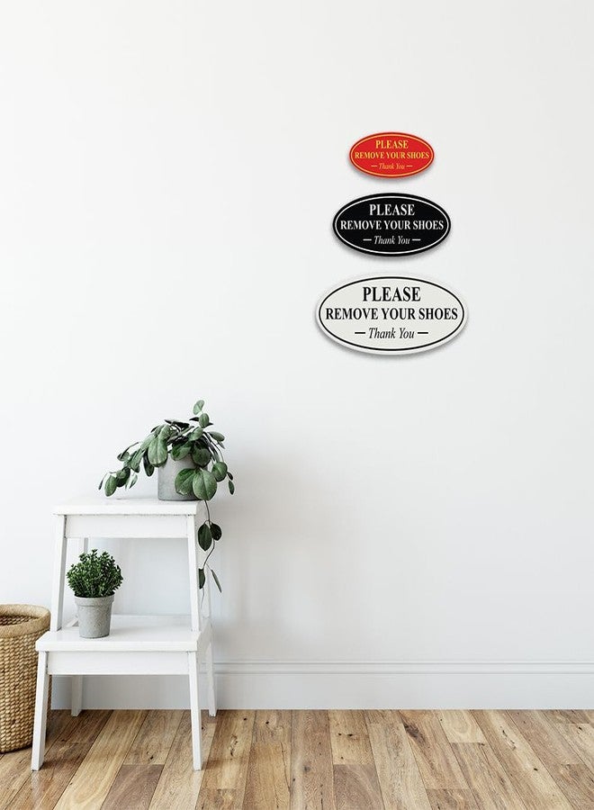 All Quality Oval Please Remove Your Shoes Thank You Sign - Durable Material | Easy Installation | Help Keep Floors Clean - Black - Small (1 Pack) - Image 4