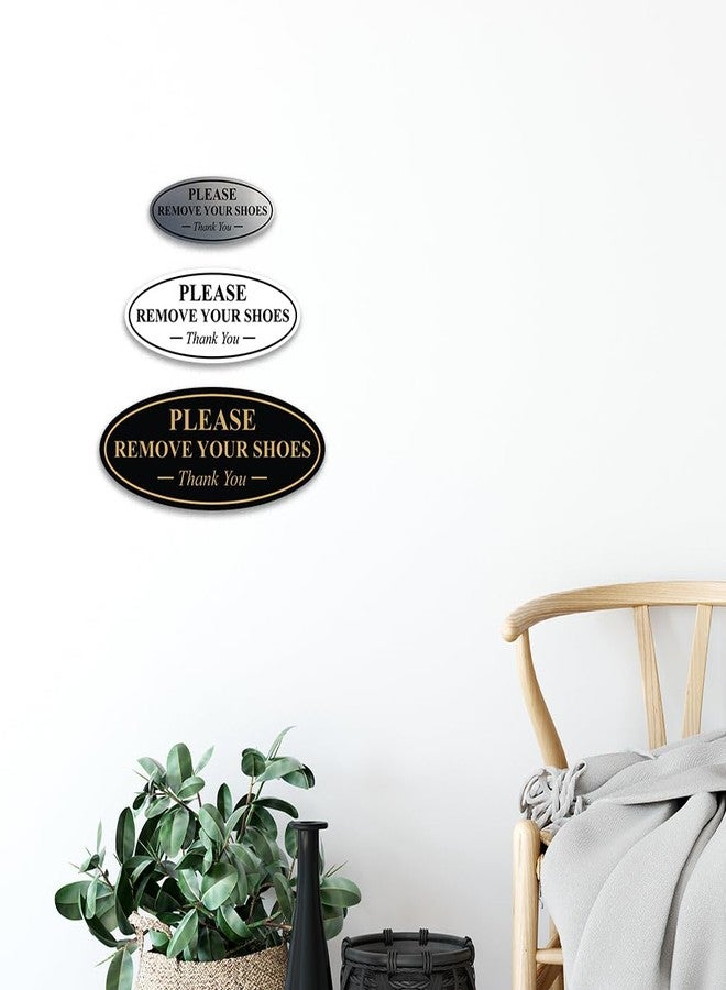 All Quality Oval Please Remove Your Shoes Thank You Sign - Durable Material | Easy Installation | Help Keep Floors Clean - Black - Small (1 Pack) - Image 5