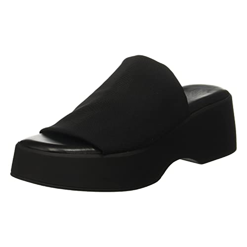 Minshluu Womens Platform Wedge Sandals Peep Toe Slip on Stretchy Backless Wedges Slides - Image 1