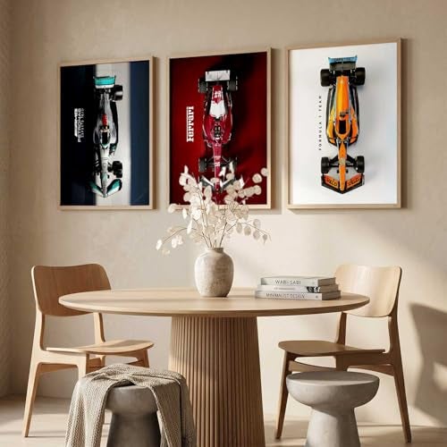 KOTART Big McLaren Ferrai Mercedes F1 Cars Framed Posters Gift Items for Boys Room Wall Decoration Bedroom Living Room Office Studio Decor | Car Poster Frame for Wall Décor Set Of 3 Size (19 X 25 inch) - Image 3