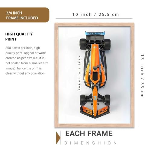 KOTART Big McLaren Ferrai Mercedes F1 Cars Framed Posters Gift Items for Boys Room Wall Decoration Bedroom Living Room Office Studio Decor | Car Poster Frame for Wall Décor Set Of 3 Size (19 X 25 inch) - Image 2