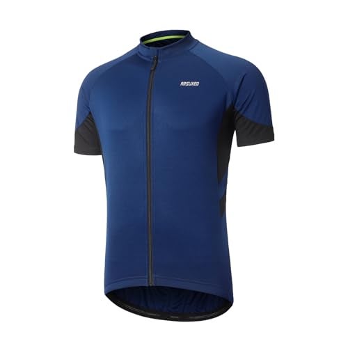 ARSUXEO Men's Short Sleeves Cycling Jersey Bicycle Biking Bike Shirt 636 Dark Blue Size XL - Image 1