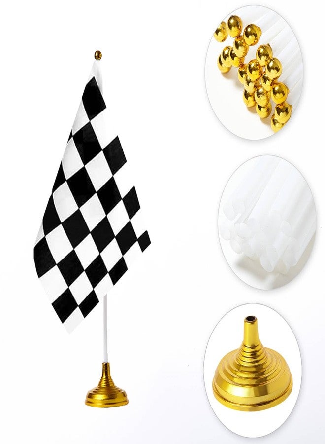 WXTWK 12 Pack Checkered Black and White Racing Desk Flag Small Mini Race Car Office Table Flags with Stand Base Decorations - Image 3