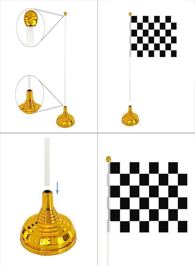 WXTWK 12 Pack Checkered Black and White Racing Desk Flag Small Mini Race Car Office Table Flags with Stand Base Decorations - Image 4
