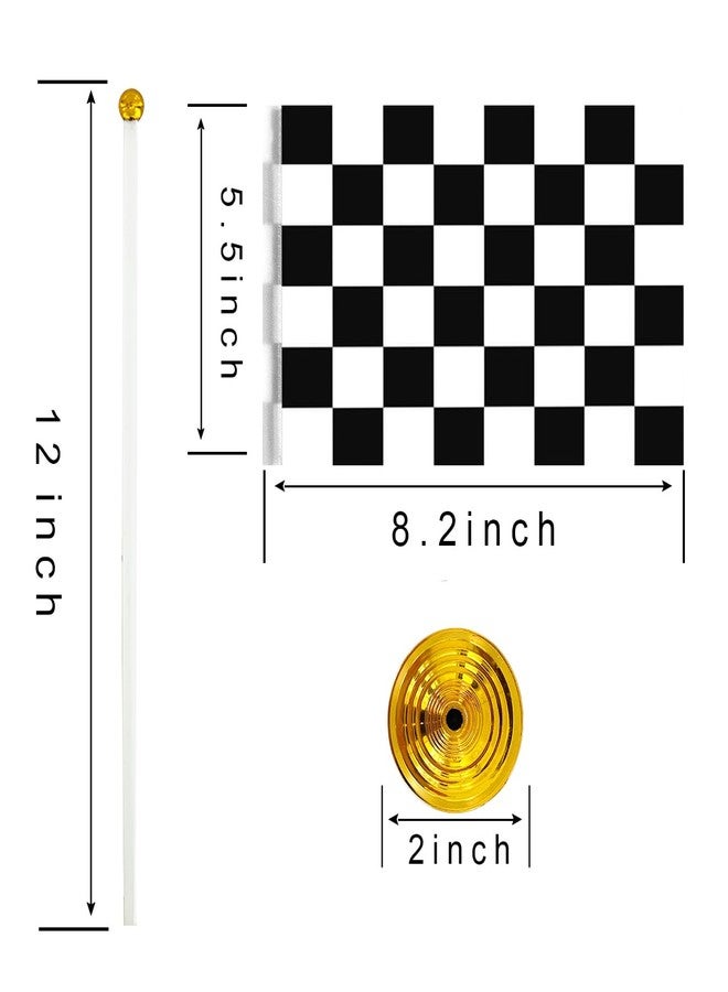 WXTWK 12 Pack Checkered Black and White Racing Desk Flag Small Mini Race Car Office Table Flags with Stand Base Decorations - Image 2