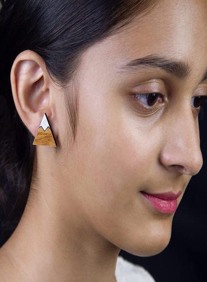 ORENAME Wooden Stud Earrings 1 Pair Set Handmade Wooden Earrings with Ear Backs for Women and Girls Different Shapes and Colors for Girls and Women(Style-1) - Image 2