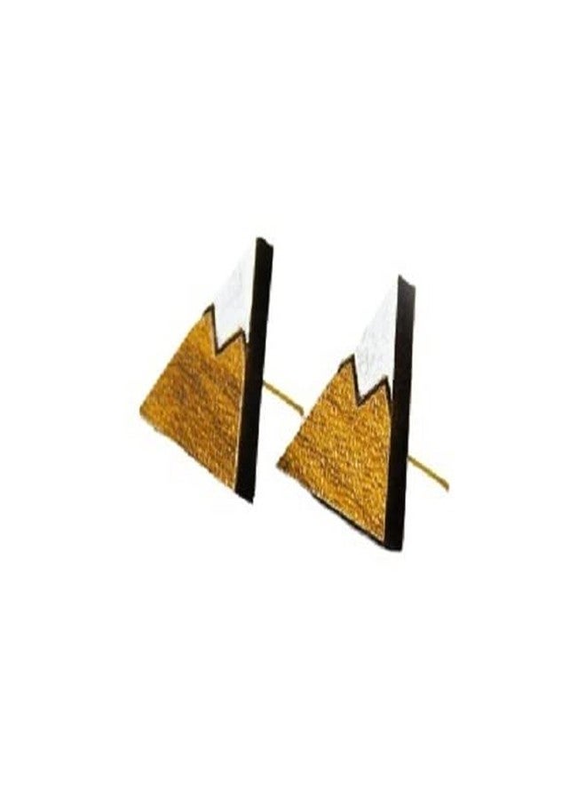 ORENAME Wooden Stud Earrings 1 Pair Set Handmade Wooden Earrings with Ear Backs for Women and Girls Different Shapes and Colors for Girls and Women(Style-1) - Image 1