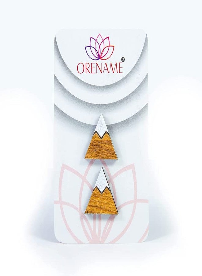 ORENAME Wooden Stud Earrings 1 Pair Set Handmade Wooden Earrings with Ear Backs for Women and Girls Different Shapes and Colors for Girls and Women(Style-1) - Image 4