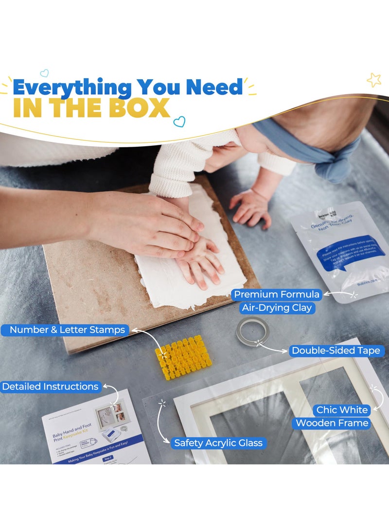 Flushrenic Baby Footprint Kit,Baby Foot and Hand Print Kit, Baby Keepsake Frame, Nursery Pictures Frames, Hand Print Mold Kit, New Mom Gifts, Baby Newborn Essentials Must Haves, Baby Gifts - Image 2