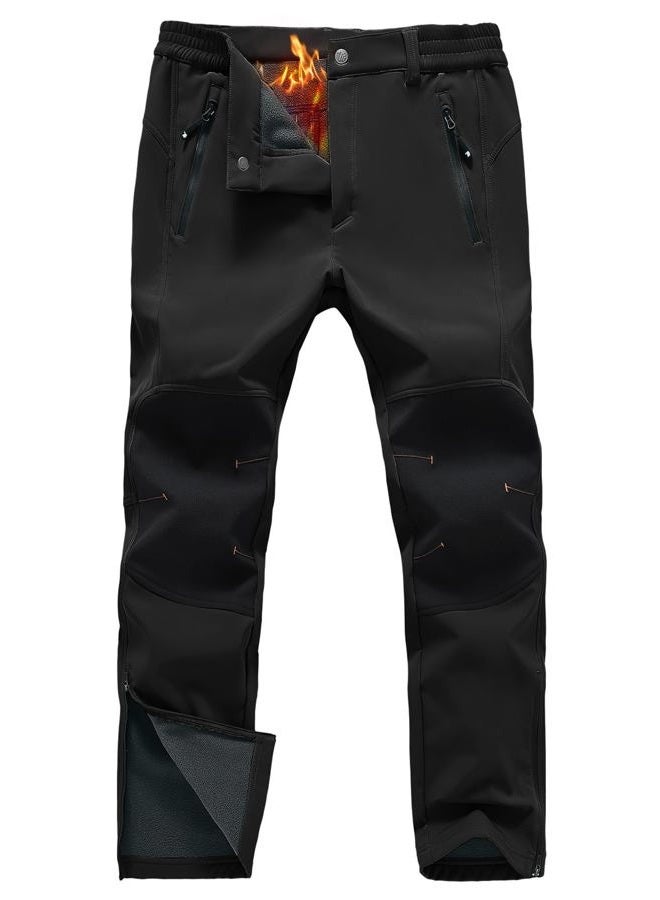 Rdruko Men's Snow Ski Pants Waterproof Fleece Lined Insulated Winter Outdoor Hiking Pants with Bottom Leg Zipper, Black, 38 - Image 1