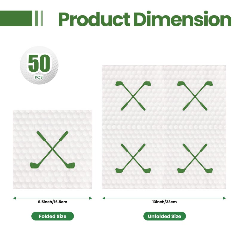 PUEVENYI 50 Pieces Golf Paper Napkins 13 x 13 Inches Luncheon Napkins Cocktail Napkins Disposable Sports Theme Decorations for Kids Baby Shower,Birthday Party,Golf Theme Party Supplies - Image 2