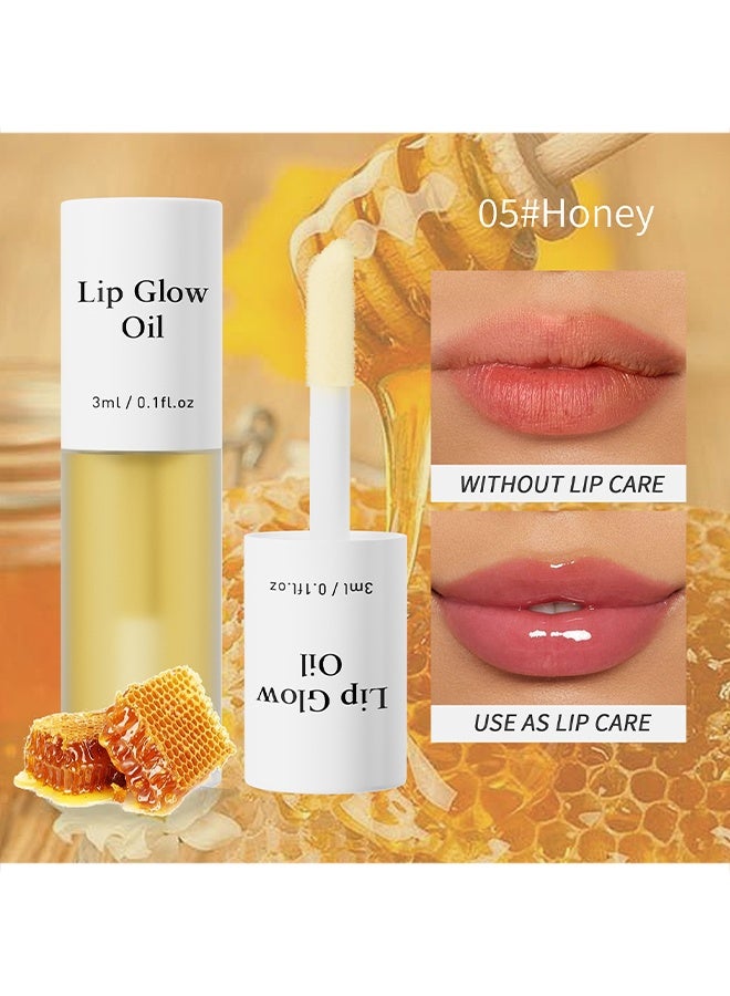 HelloKiss Lip Glow Oil ,Hydrating & Plumping,with Honey Hydrating Lip Oil ,Tinted Moisturizing Lip Gloss Plumping Non Sticky ,Long Lasting Shiny Lip Stain,Hydrating Lip Plumping Oil # 05 Honey - Image 2