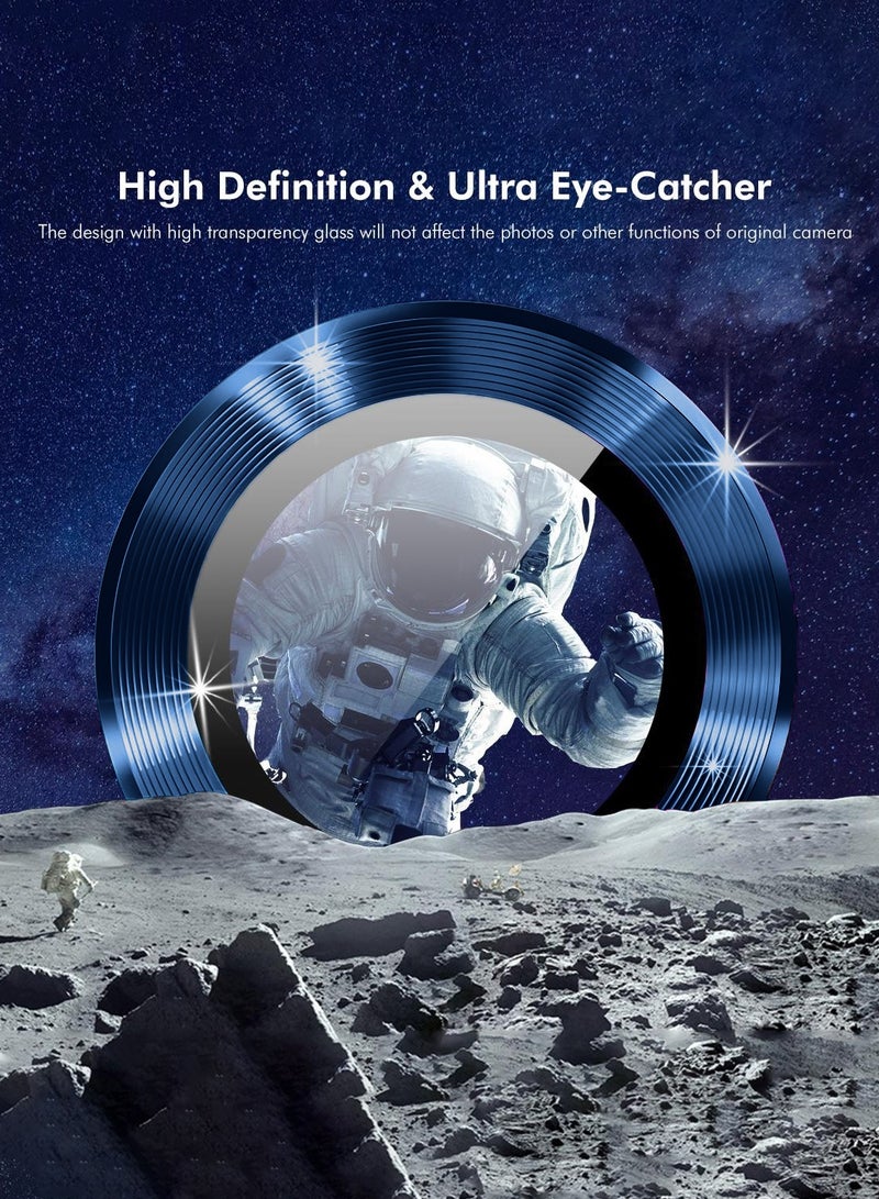 دبليو تيك عدسة كاميرا آيفون 17 برو ماكس 5G 2025 واقي زجاجي مصفح بحلقة سبائك فاخرة (MLGICR) - شفاف/أزرق داكن - Image 3