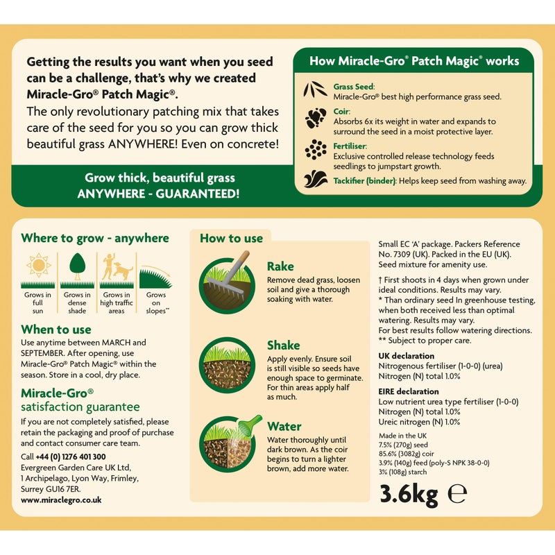 Miracle-Gro 119400 Patch Magic Grass Seed, Feed and Coir 1.5kg - 20 patches - Image 2