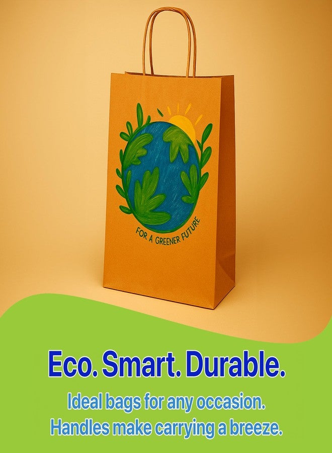 Pokanic Brown Kraft Paper Lunch Bags with Handles - [50 Bags] x [12 x 10 x 7 Inch] Reusable & Recyclable, Strong for Meal Prep, To-Go, Takeout, Parties & Small Business Use (50, Wide Small) - Image 4