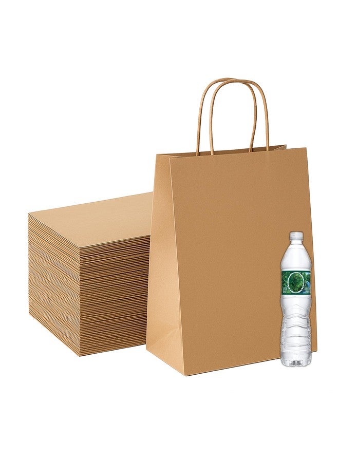 Pokanic Brown Kraft Paper Lunch Bags with Handles - [50 Bags] x [12 x 10 x 7 Inch] Reusable & Recyclable, Strong for Meal Prep, To-Go, Takeout, Parties & Small Business Use (50, Wide Small) - Image 1