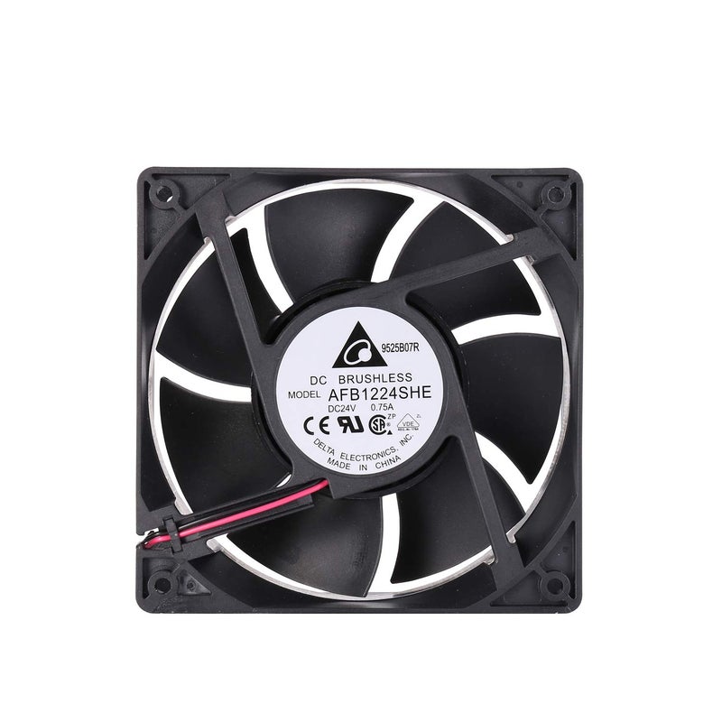 Delta 120mm High CFM Fan AFB1224SHE 24V DC 120mm 3Pin 2 Wire PC Computer CPU Case Exhaust Muffin Fan with Metal Finger Guard Grill 3700RPM - Image 1