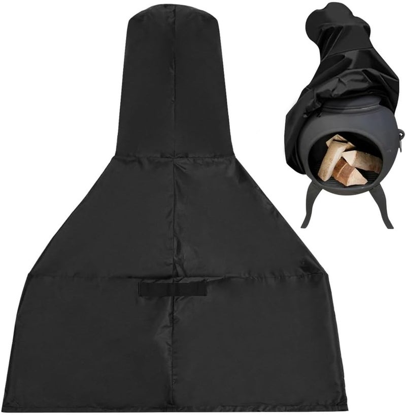 Heavy Duty Chiminea Fire Pit Cover With Weather Resistant Oxford Cloth, 24 X 48 In, Adjustable Drawstring, Elastic Hem, Outdoor Patio Chiminea Cover - Image 1