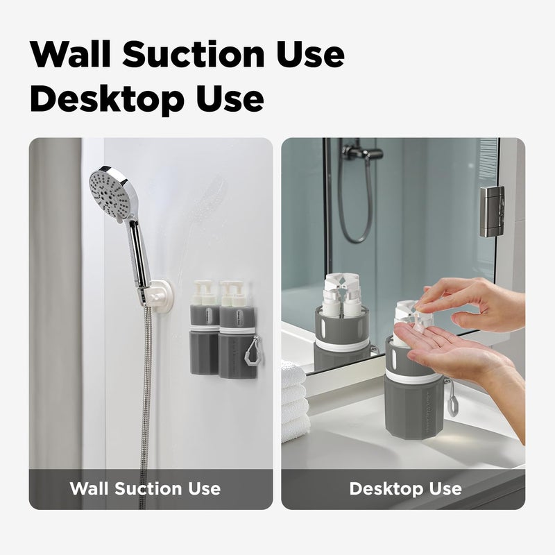 VOGOGE Travel Bottles for Toiletries, TSA Approved Travel Shampoo and Conditioner Bottles with Suction Cups, Gray - Image 4