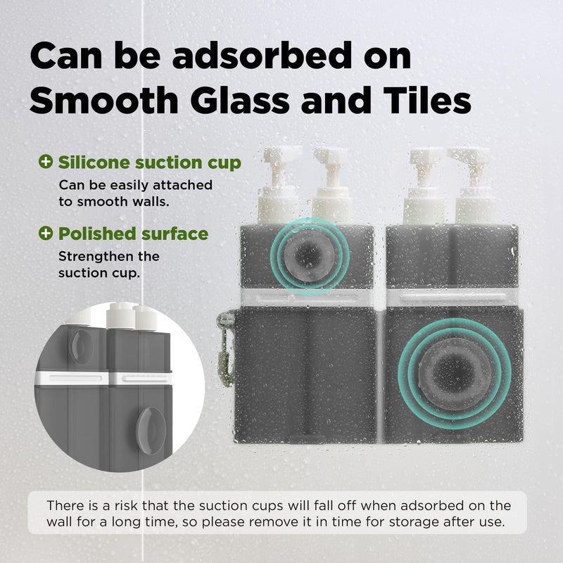 VOGOGE Travel Bottles for Toiletries, TSA Approved Travel Shampoo and Conditioner Bottles with Suction Cups, Gray - Image 2