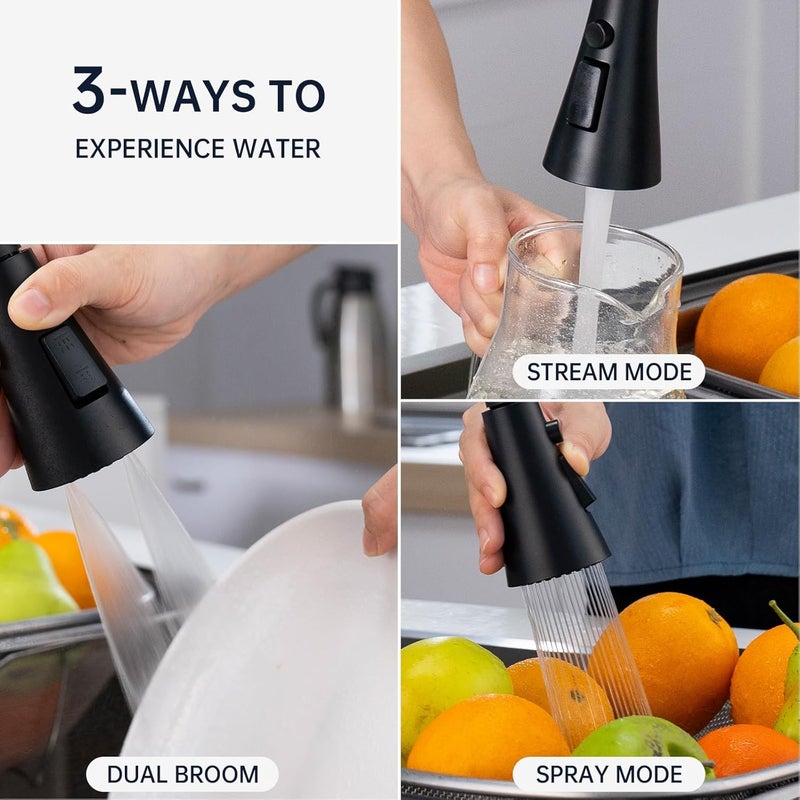 DAYONE Matte Black Touchless Kitchen Sink Faucet with Pull Down Sprayer and Soap Dispenser, Stainless Steel Motion Sensor Touch Faucet for Kitchen Sink Smart Hands-Free Single Handle - Image 3