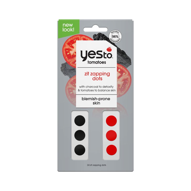 Yes To Tomatoes Detoxifying Charcoal Zit Zapping Dots 24 Zit Patches Paraben CrueltyFree Pimple Patches for Blemish Prone Skin