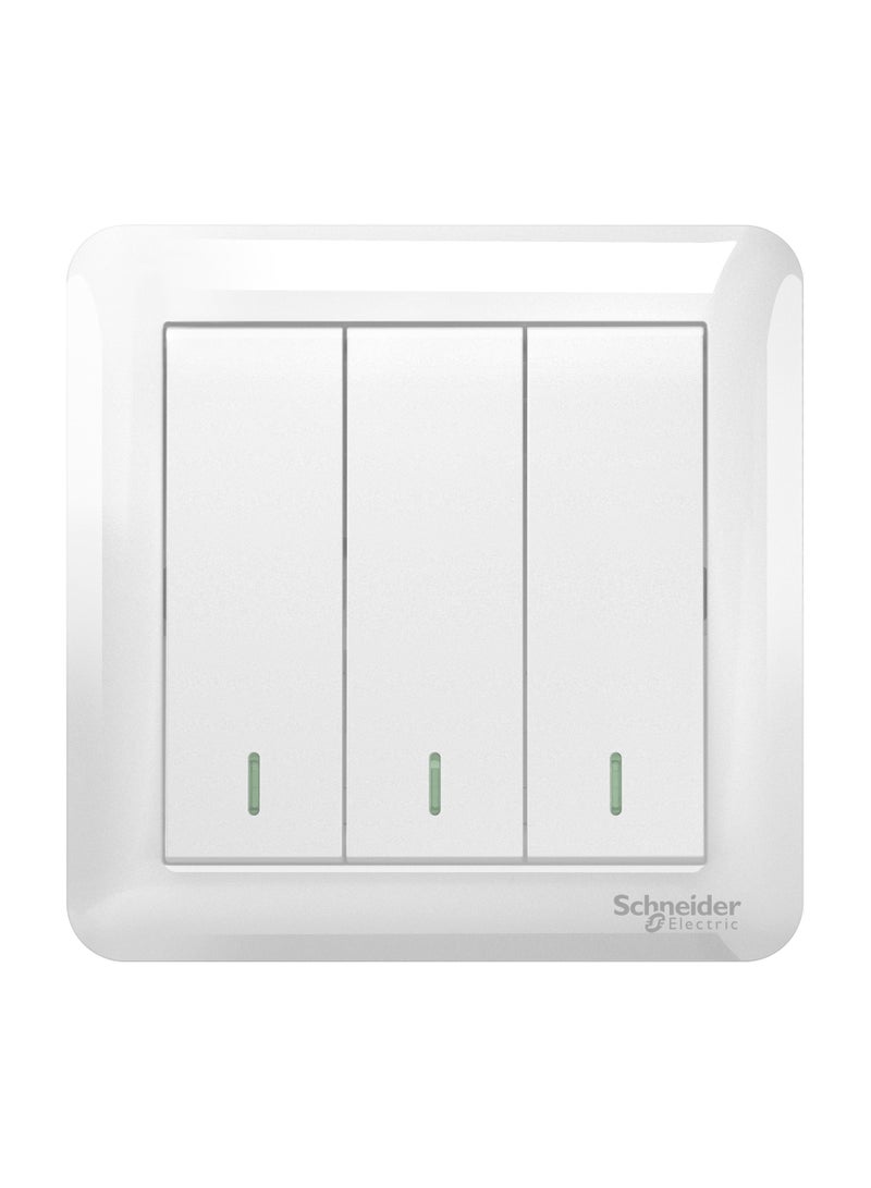 Schneider Electric Schneider Electric 10AX 250V 3 Gang 1 Way Switch, White - A3G33B1A_WE_G11