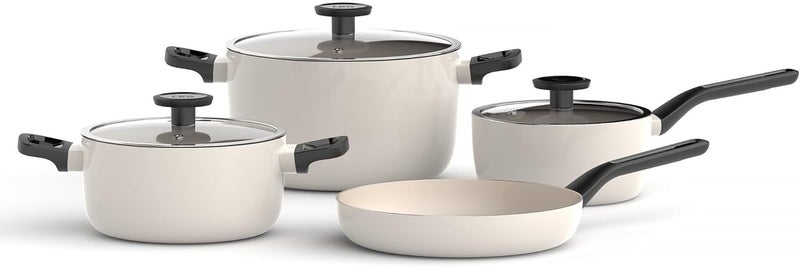 Berghoff Glints Nonstick Ceramic Cookware Set 7 Piece, Non-toxic, Stay-Cool Handles, PFAS & PFOA Free, Induction Base, Oven Safe, Spirit/Pearl Grey - Image 4