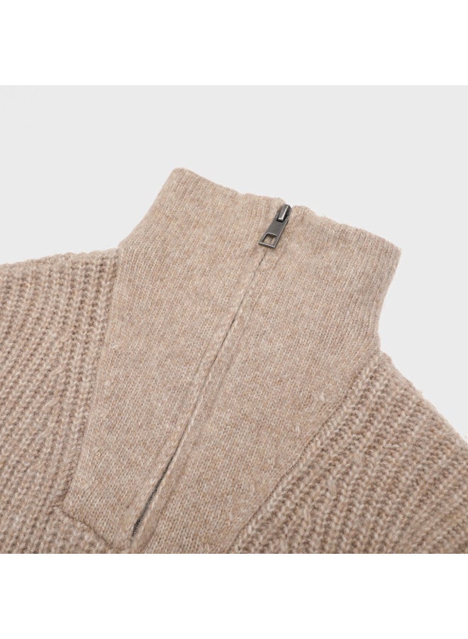 Zara Kids' High-neck Zip-up Stylish Soft Comfortable Pullover Sweater - Image 4