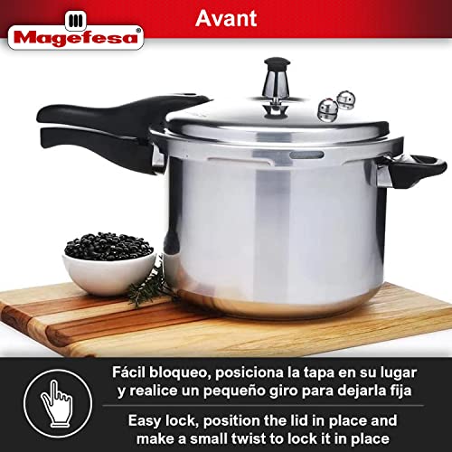 MAGEFESA Avant 6.2-Quart Aluminum Pressure Cooker, Compatible with Gas, Electric & Ceramic Stoves, Stovetop Pressure Canner with Trivet - Image 5
