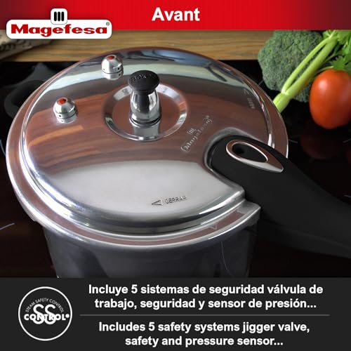 MAGEFESA Avant 6.2-Quart Aluminum Pressure Cooker, Compatible with Gas, Electric & Ceramic Stoves, Stovetop Pressure Canner with Trivet - Image 3
