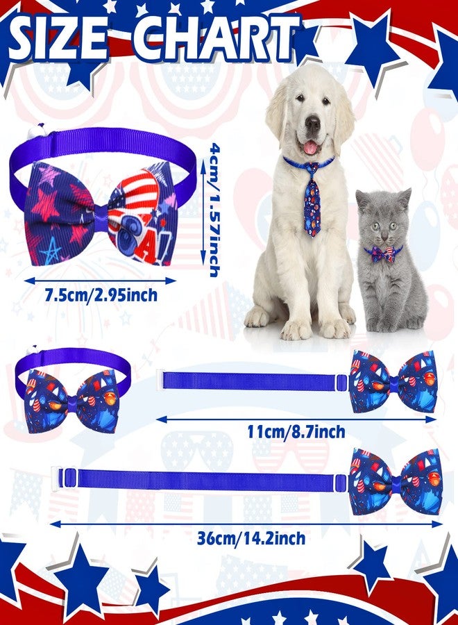 Saintrygo 32 Pcs 4th of July Dog Bow Set Includes 16 Pcs Patriotic Dog Bow Ties and 16 Pcs Dog Neckties with Independence Day Adjustable Collar Pet Grooming Accessories for Memorial Day(Star Style) - Image 2