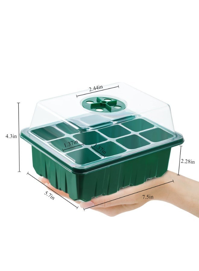 jaexest Seed Starter Tray 20-Pack Seedling Starter Kits Plant Starter Kit with Humidity Domes and Base Indoor Greenhouse Mini Propagator Station for Seeds Growing Starting 12 Cells per Tray - Image 2