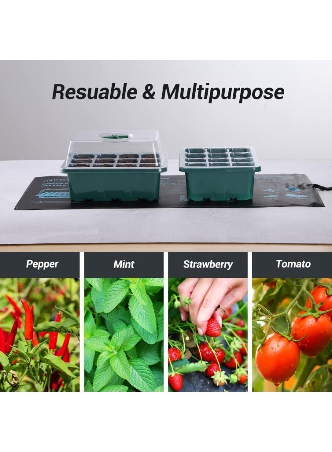 jaexest Seed Starter Tray 20-Pack Seedling Starter Kits Plant Starter Kit with Humidity Domes and Base Indoor Greenhouse Mini Propagator Station for Seeds Growing Starting 12 Cells per Tray - Image 5
