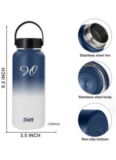 1L Stainless Steel Vacuum Flask Water Bottle with Straw and 2 Lids, Wide Mouth Travel Thermos Water Mug for Gym, Sports, Camping,  Traveling 1000ml - pzsku/Z7622E49E61CB7F945ACFZ/45/_/1662118930/95046632-7338-495c-9f1b-9911722f6375