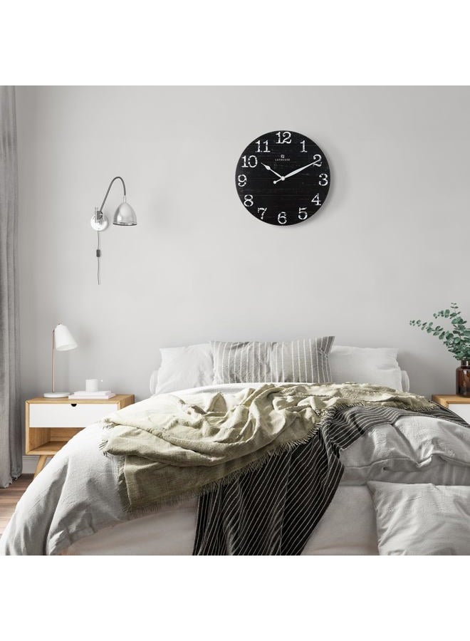 Lafocuse 12 Inch Wooden Black Wall Clock Battery Operated Silent Non Ticking, Farmhouse Decorative Black Clock for Living Room Decor Kitchen Bedroom Home Office-Version 2.0 - Image 4