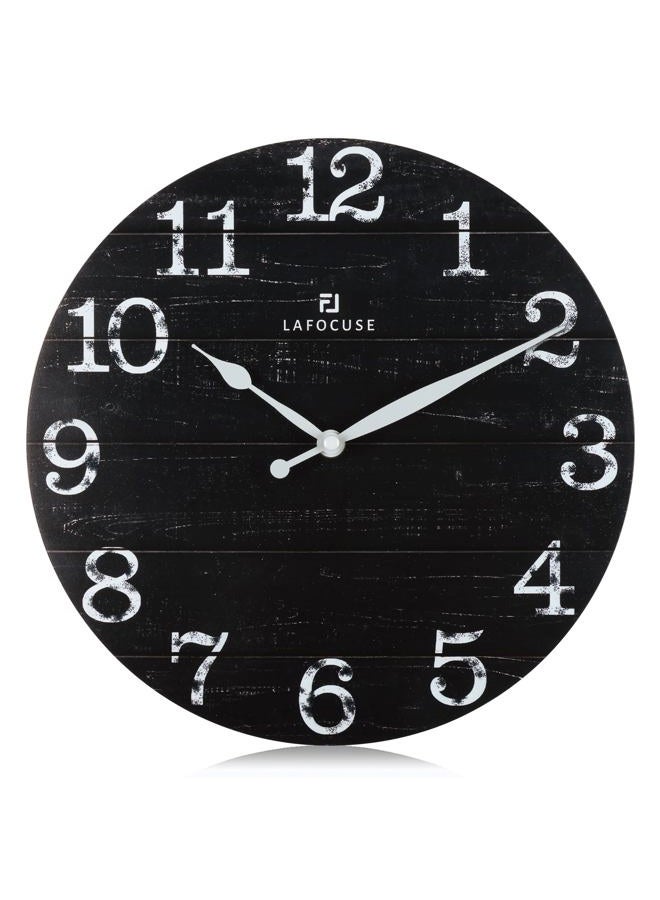 Lafocuse 12 Inch Wooden Black Wall Clock Battery Operated Silent Non Ticking, Farmhouse Decorative Black Clock for Living Room Decor Kitchen Bedroom Home Office-Version 2.0 - Image 1