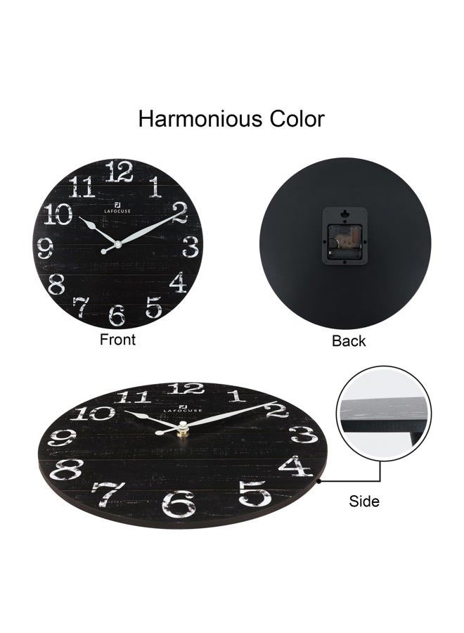 Lafocuse 12 Inch Wooden Black Wall Clock Battery Operated Silent Non Ticking, Farmhouse Decorative Black Clock for Living Room Decor Kitchen Bedroom Home Office-Version 2.0 - Image 5
