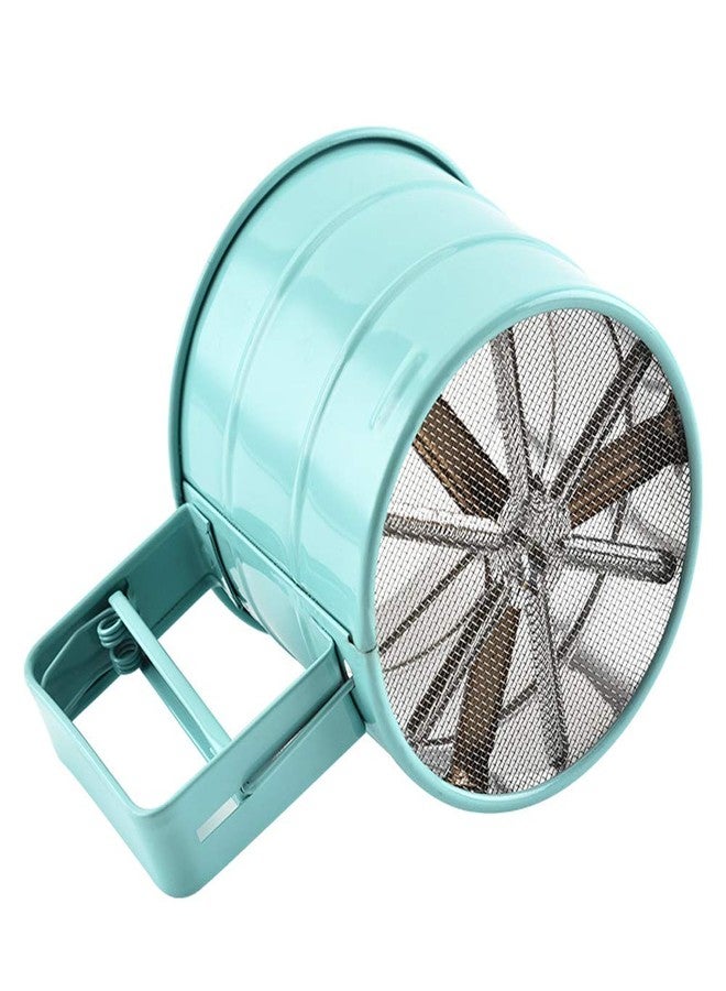 HEITIGN Hand-held Flour Sieve, Kitchen Semi-automatic Flour Sieve Cup Baking Tool, Stainless Steel Handheld Flour Sieve Baking Tool Non-stick Powder Sieve Cup Type Semi-automatic Powder Sieve,Sky-blue - Image 3