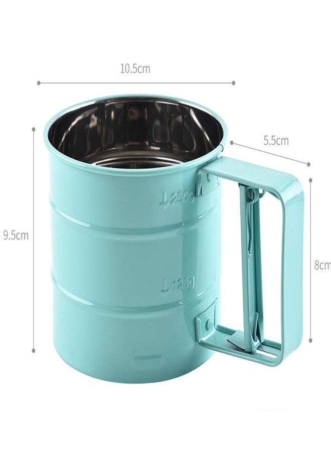 HEITIGN Hand-held Flour Sieve, Kitchen Semi-automatic Flour Sieve Cup Baking Tool, Stainless Steel Handheld Flour Sieve Baking Tool Non-stick Powder Sieve Cup Type Semi-automatic Powder Sieve,Sky-blue - Image 5