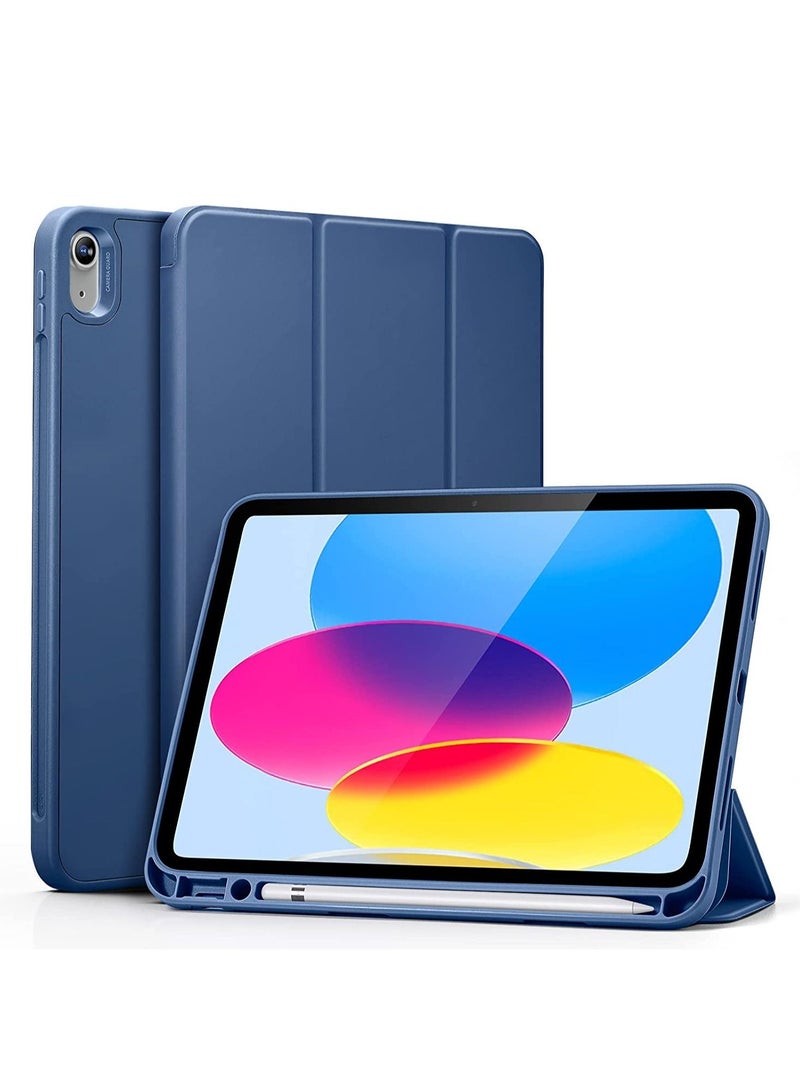 جينيكست حامل ذكي واقٍ ناعم من البولي يوريثان الحراري ثلاثي الطي مع غطاء حامل قلم رصاص لجهاز iPad 10th Generation 10.9 Inch (2022) - Image 1