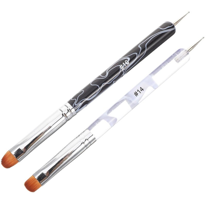 Healeved Double-ended Nail Art Brush and Dotting Pen Set, 2 Pieces (white + Black), Manicure Drawing Tools for French Tips and Rhinestone Nail Design - Image 1