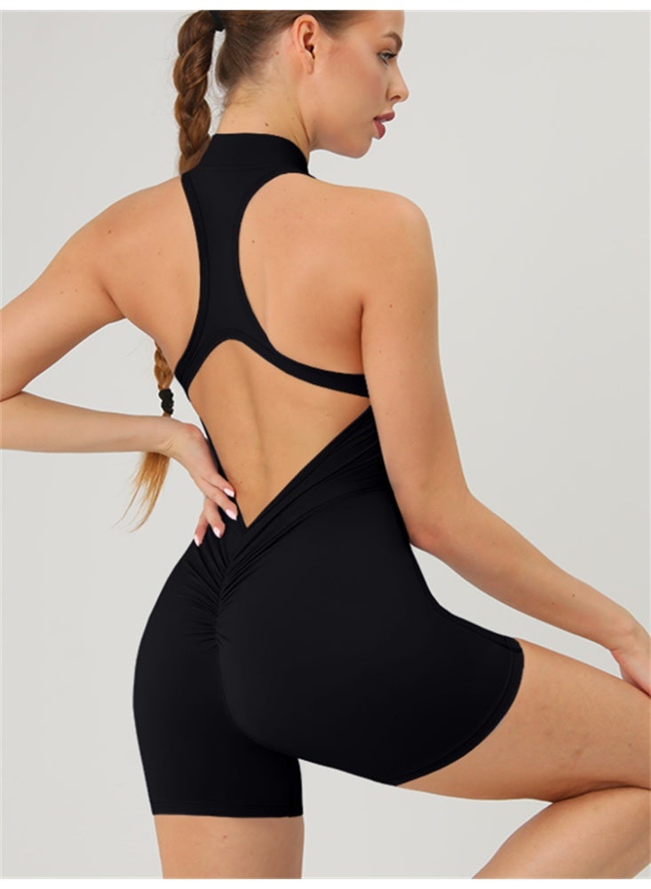 general Backless Zipper Short Yoga Jumpsuits Gym Tracksuits Women Sport One Piece Bodysuits Sportswear - Image 1