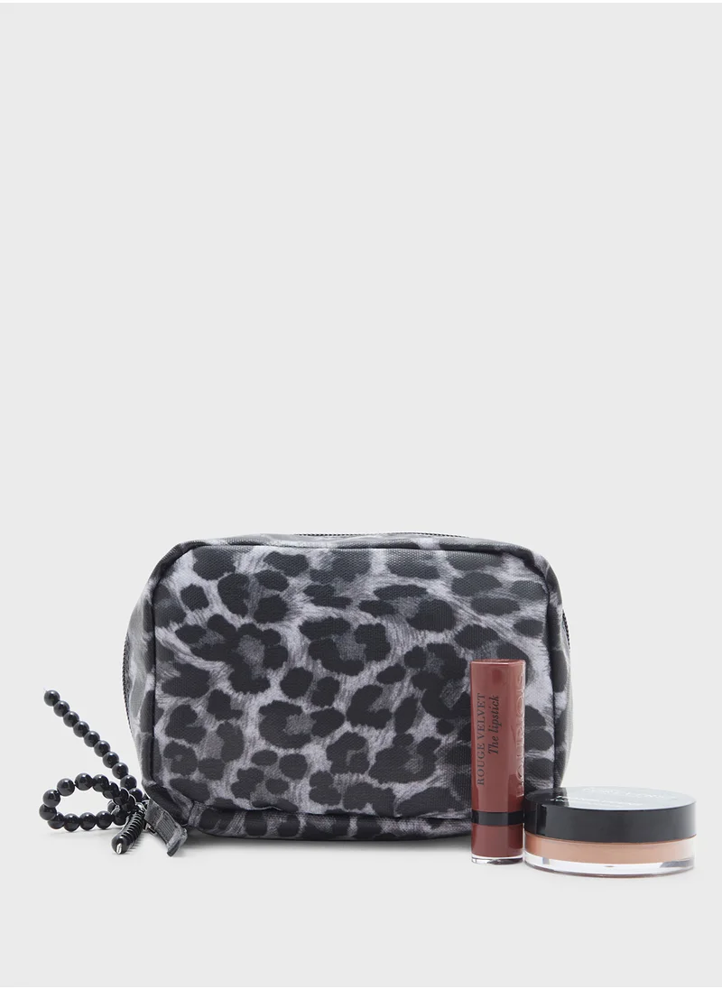 ELLA Leopard Print Cosmetic Bag