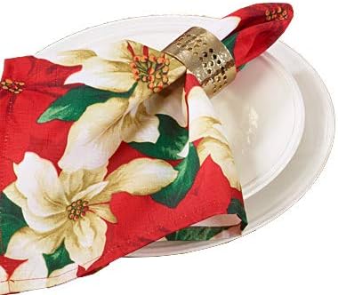 Fennco Styles Provencher Collection Classic Poinsettia Blossom 20 x 20 Inch Cloth Napkins Set of 4  Multicolor Dinner Napkins for Christmas Dinner Family Gathering Special Events and Home Dcor - Image 4