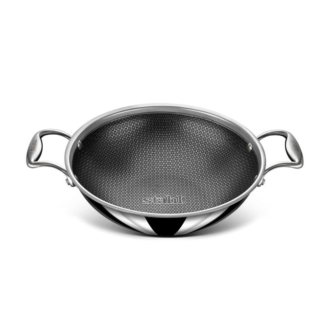 TRIPLY STAINLESS STEEL ARTISAN HYBRID KADHAI WITH LID 6330 30CM 51 LITERS SERVES 9 PEOPLE