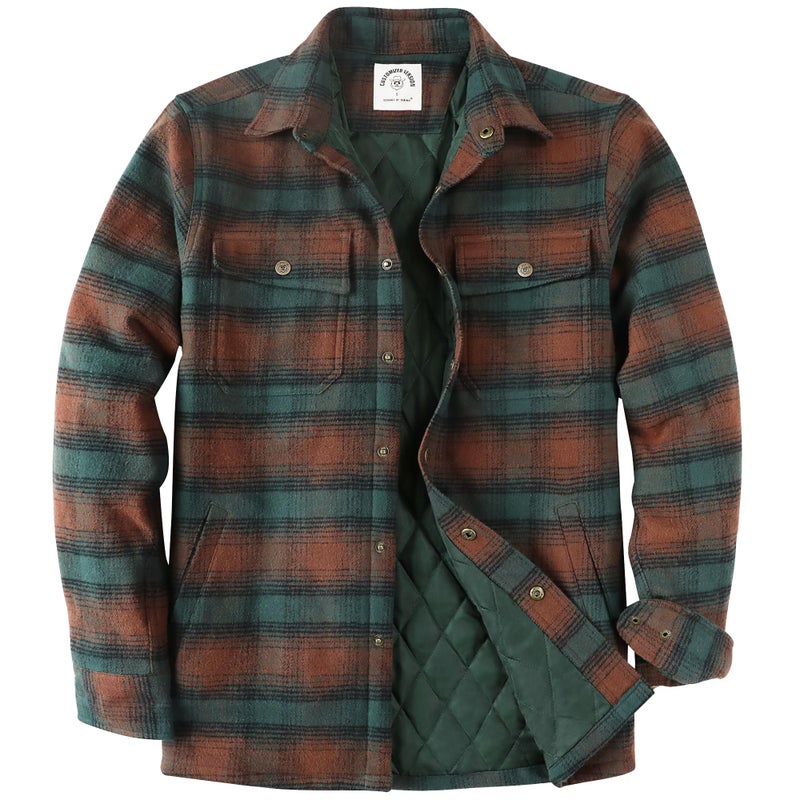 DubinikÂ® Mens Shacket Lightweight Jacket Cozy Warm Lined Overshirt Flannel Shirts For Men Long Sleeve Snap Casual Plaid - Image 1